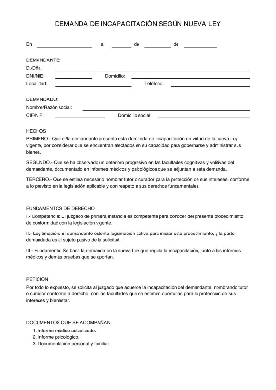Procedimientos para solicitar la incapacitación judicial