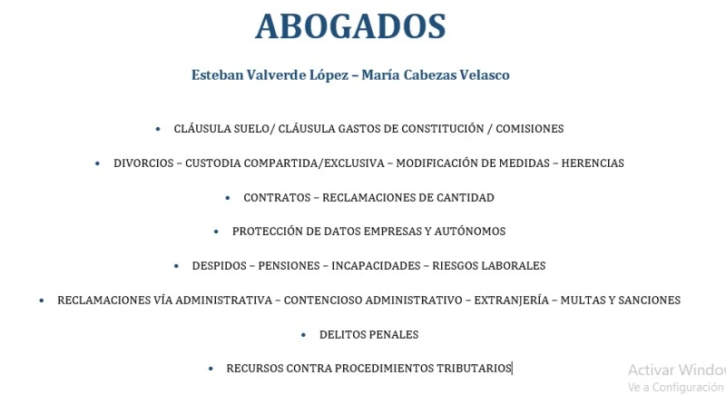 ABOGADOS Estebán Valverde López - María Cabezas Velasco